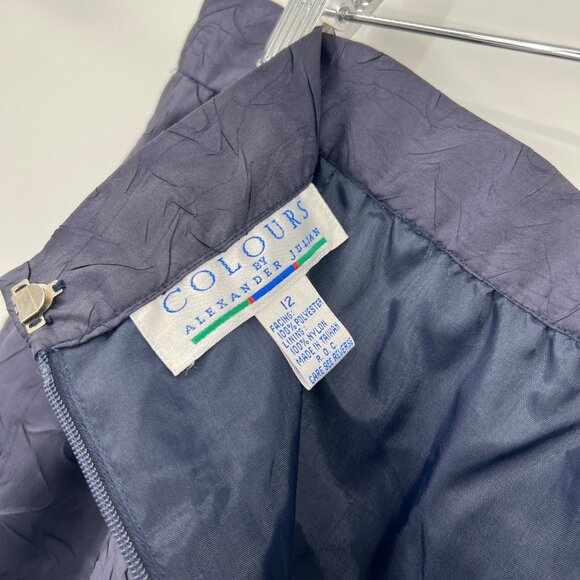 Colours By Alexander Julian Navy Textured Pencil Skirt Size 12 Office Academia - Picture 5 of 6